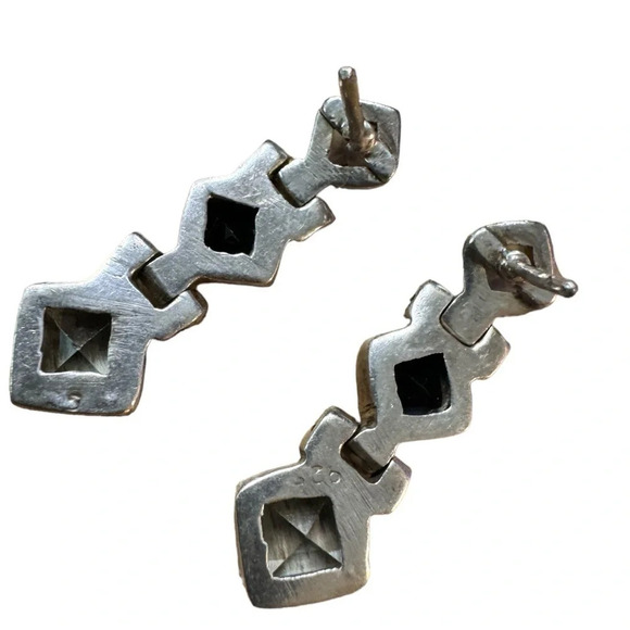 Moonstone|Amethyst|Topaz Sterling Silver Post Earrings - Picture 7 of 8